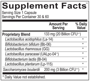 Probiotic Complete with Sac B Supplements facts