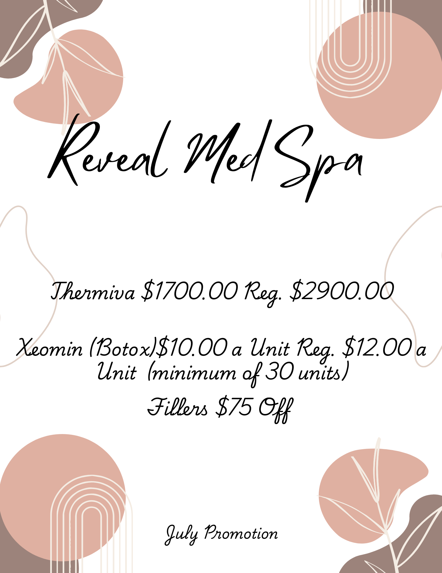 July Promo - termiva botox xeomin fillers